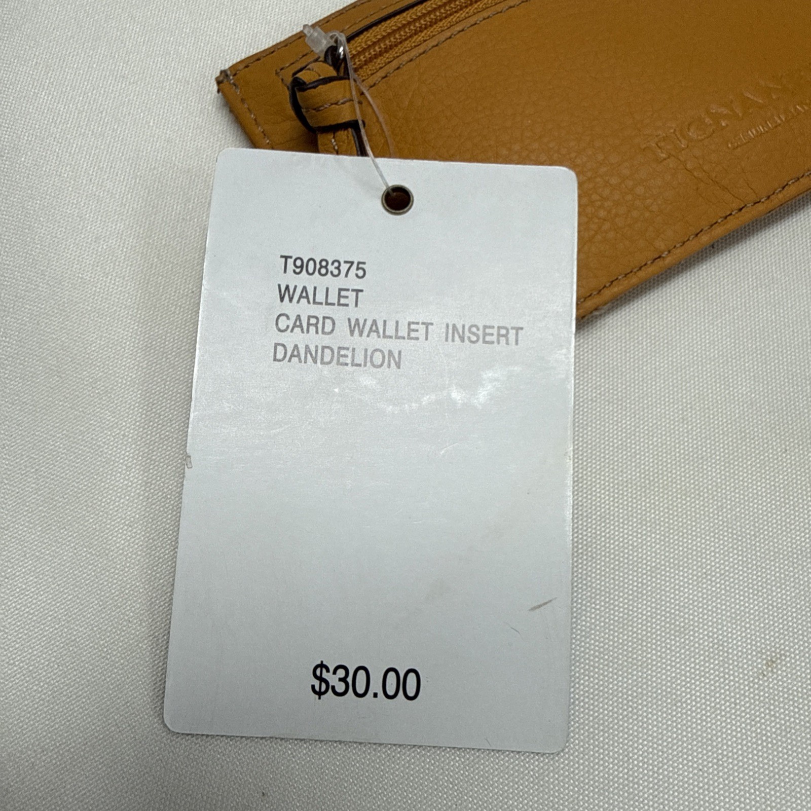 TIGNANELLO Leather Slim Card Wallet Coin Purse Dandelion YELLOW 6.75 X 3.25” NEW