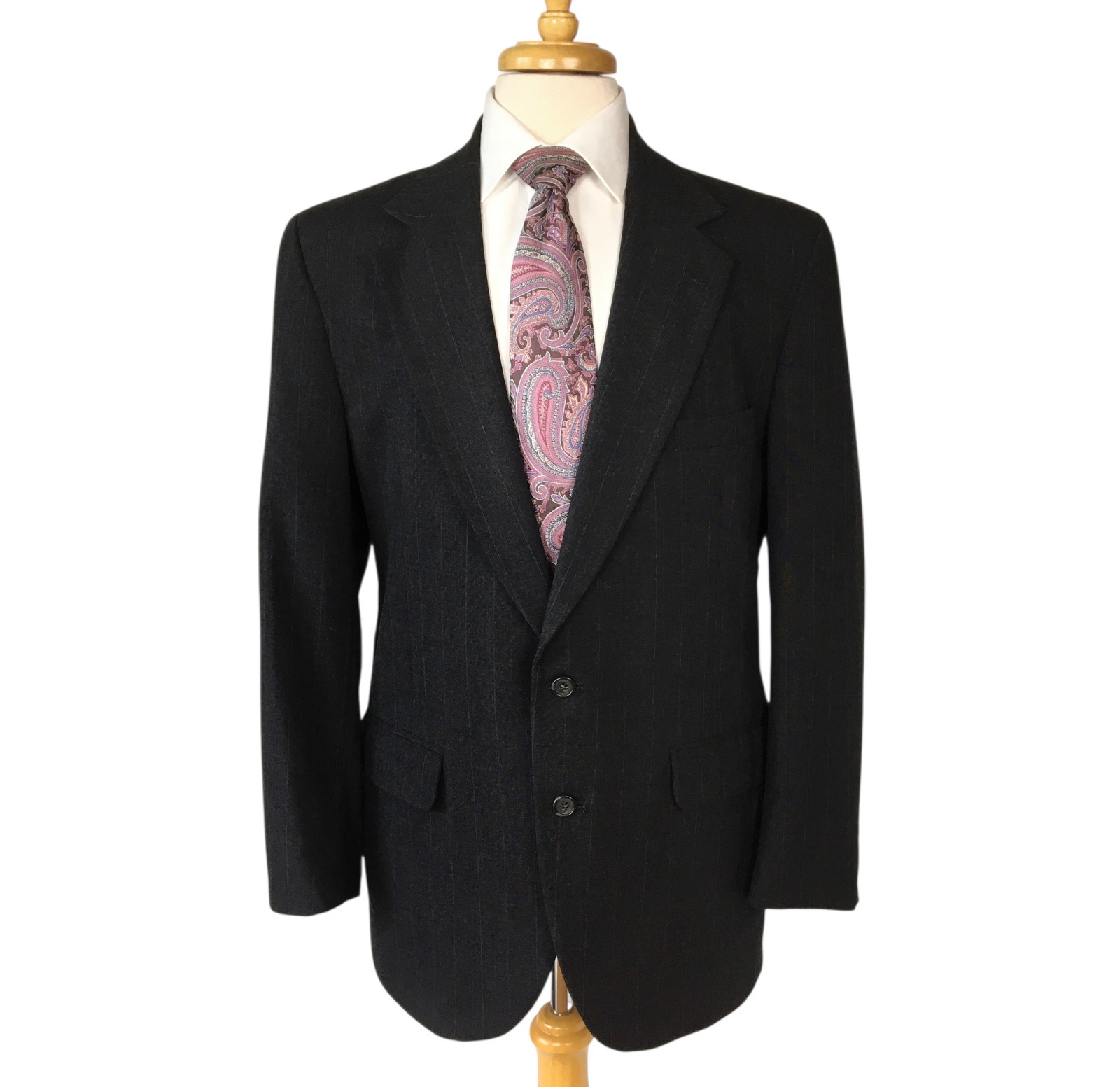 Vintage Tailors Row Deansgate Charcoal Gray Pinstripe Blazer Jacket 44