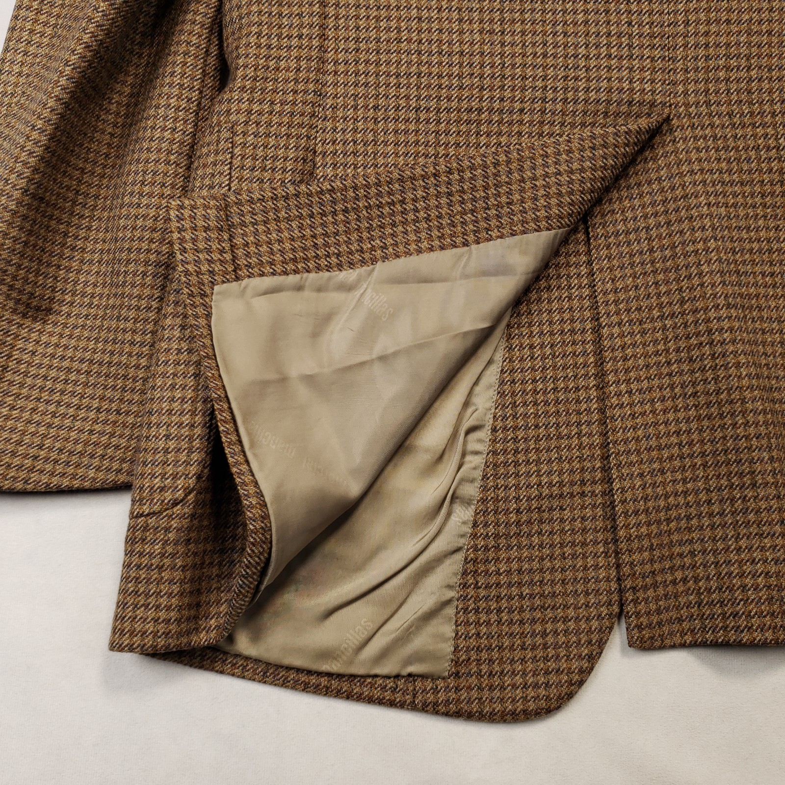 Mancillas Vintage Tweed Blazer Mens Size 44L Slim Houndstooth Wool Two Button