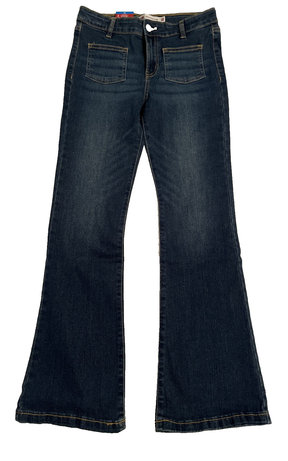 NWT Levi’s Girls Flare Denim Jeans Sz 12 Regular Rise Adjustable Waist Stretch