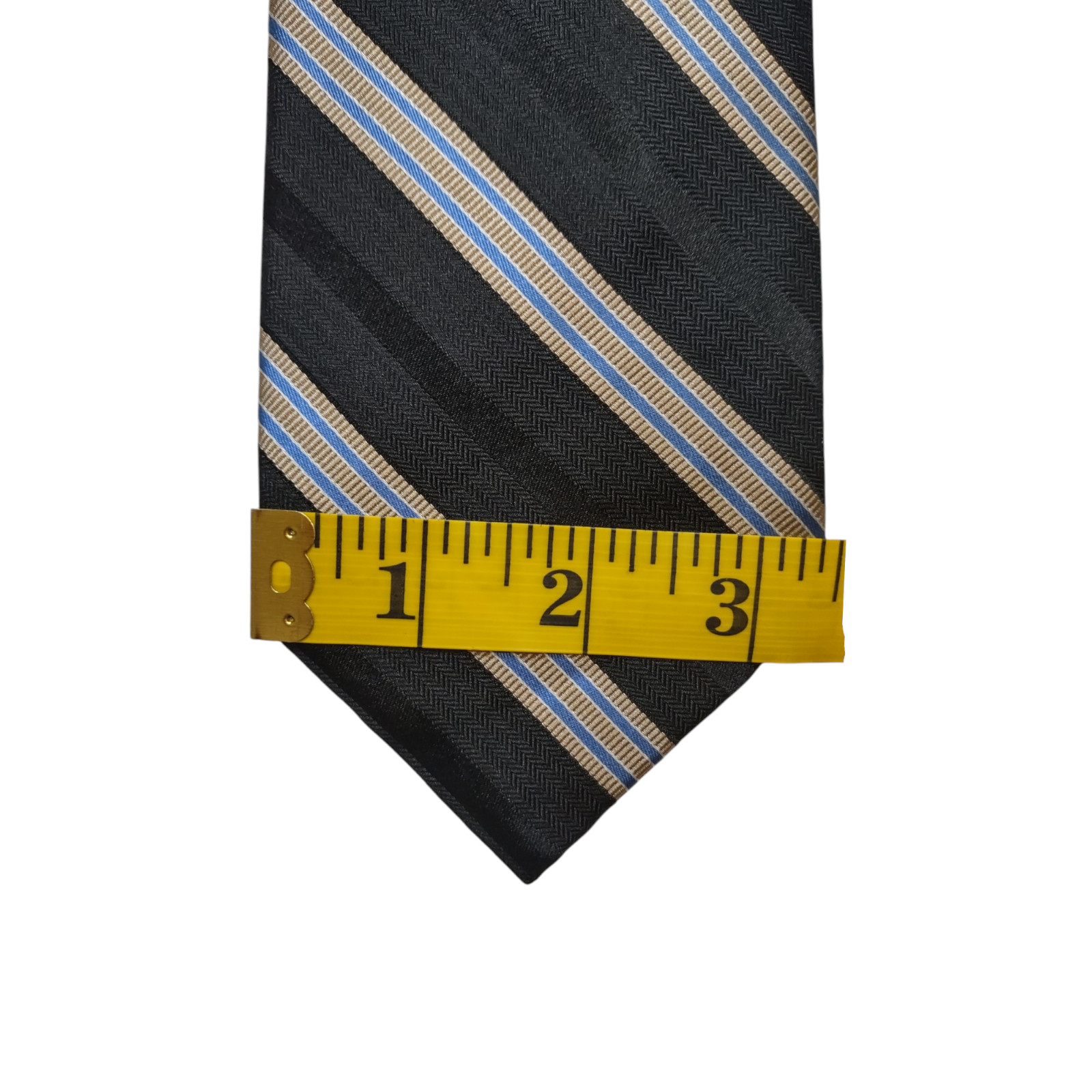 Nautica Tie Men’s 100% Silk Black Blue Beige Diagonal Stripe Jacquard Necktie