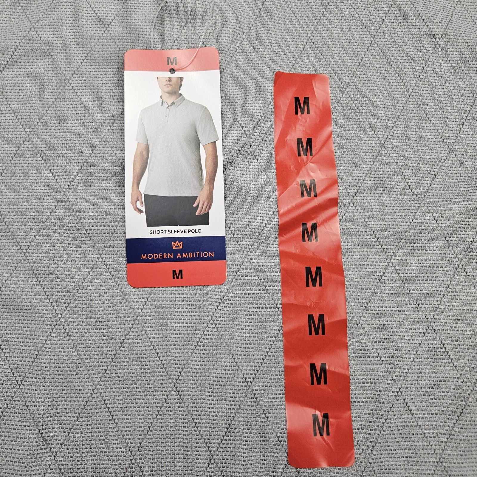 MODERN AMBITION Short Sleeve Gray Diamond Polo Shirt Mens Size Medium New
