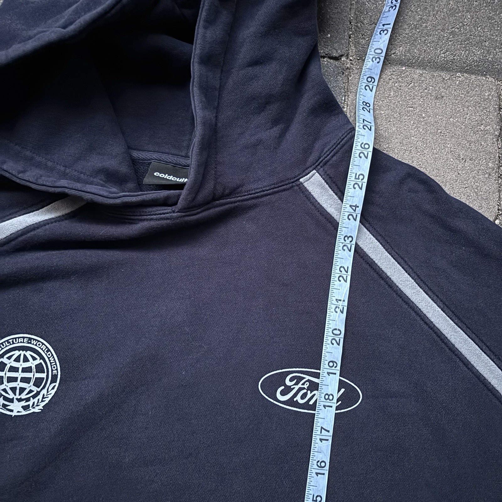 Cold Culture Worldwide Ford Hoodie Men’s Medium Oversized Racing Blue Sweatshirt