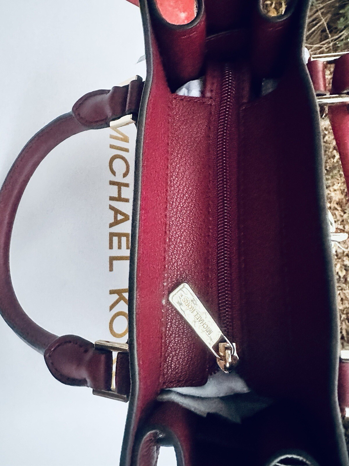 Michael Kors Hamilton Small Satchel Leather Crossbody Bag Mulberry