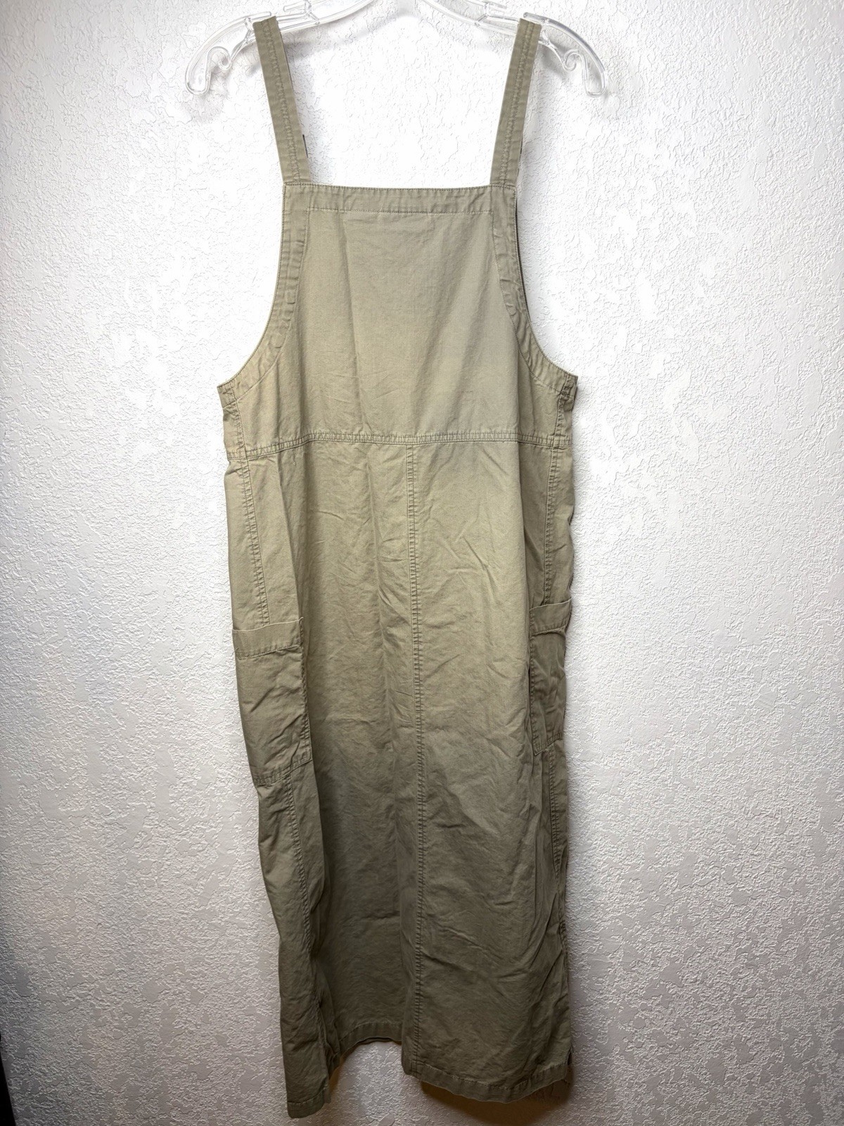 Vintage Faded Glory Khaki Overall Dress Women’s Size M Jumper Long Cottagecore