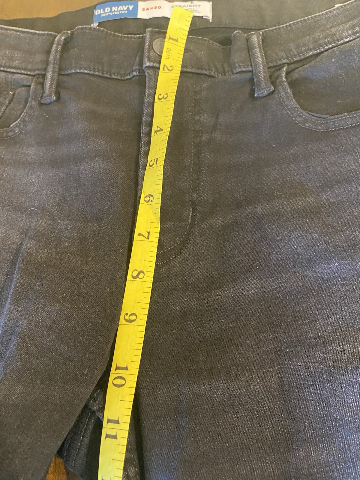 Old Navy Men’s Straight Leg Mid Rise Black Dark Wash Stretch Denim Jeans