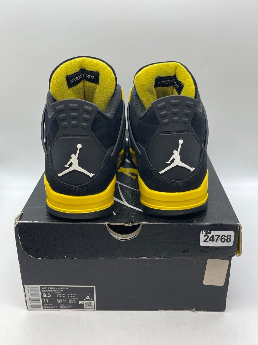 Jordan 4 Retro Thunder (2023) 9.5 (Moderately Worn Pre-Ow Size 9.5 (Damaged Box)