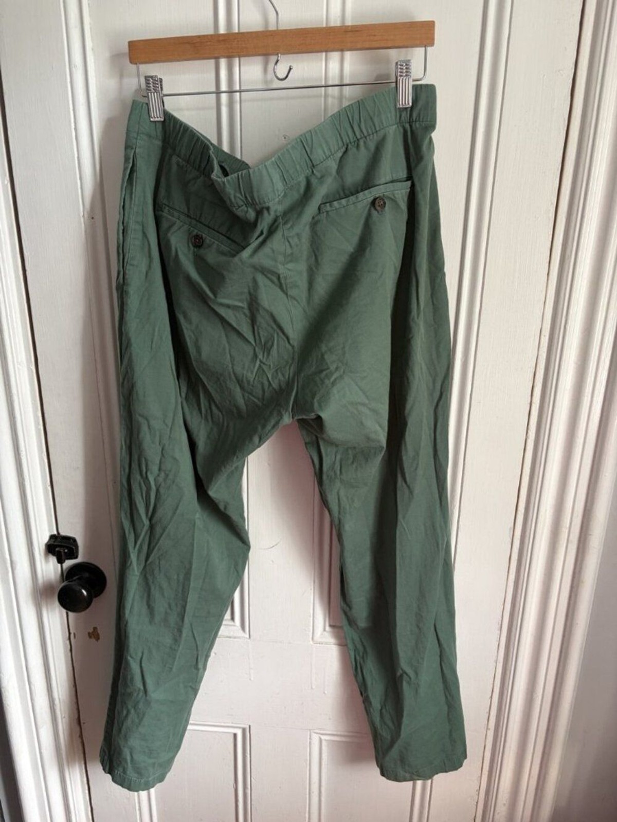 Bonobos Men’s Stretch Cotton Tapered Pants Green Elastic Waist Size L