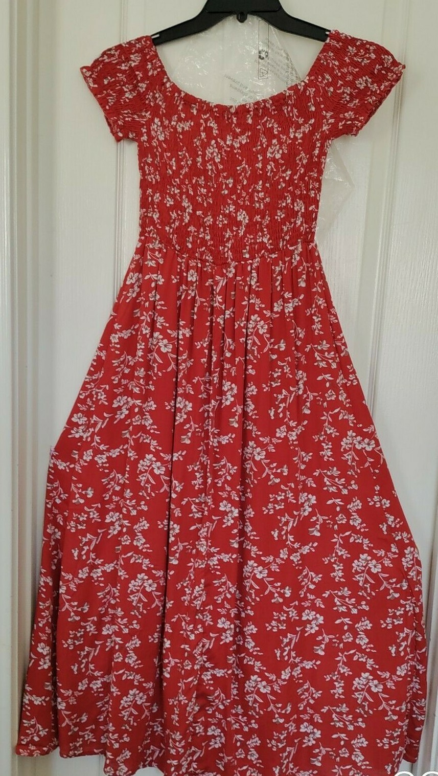 NEW WOMAN KRANDA GATHERED FRONT DRESS SIZE M SLIT FIT ~FLARE Floral 100% Rayon