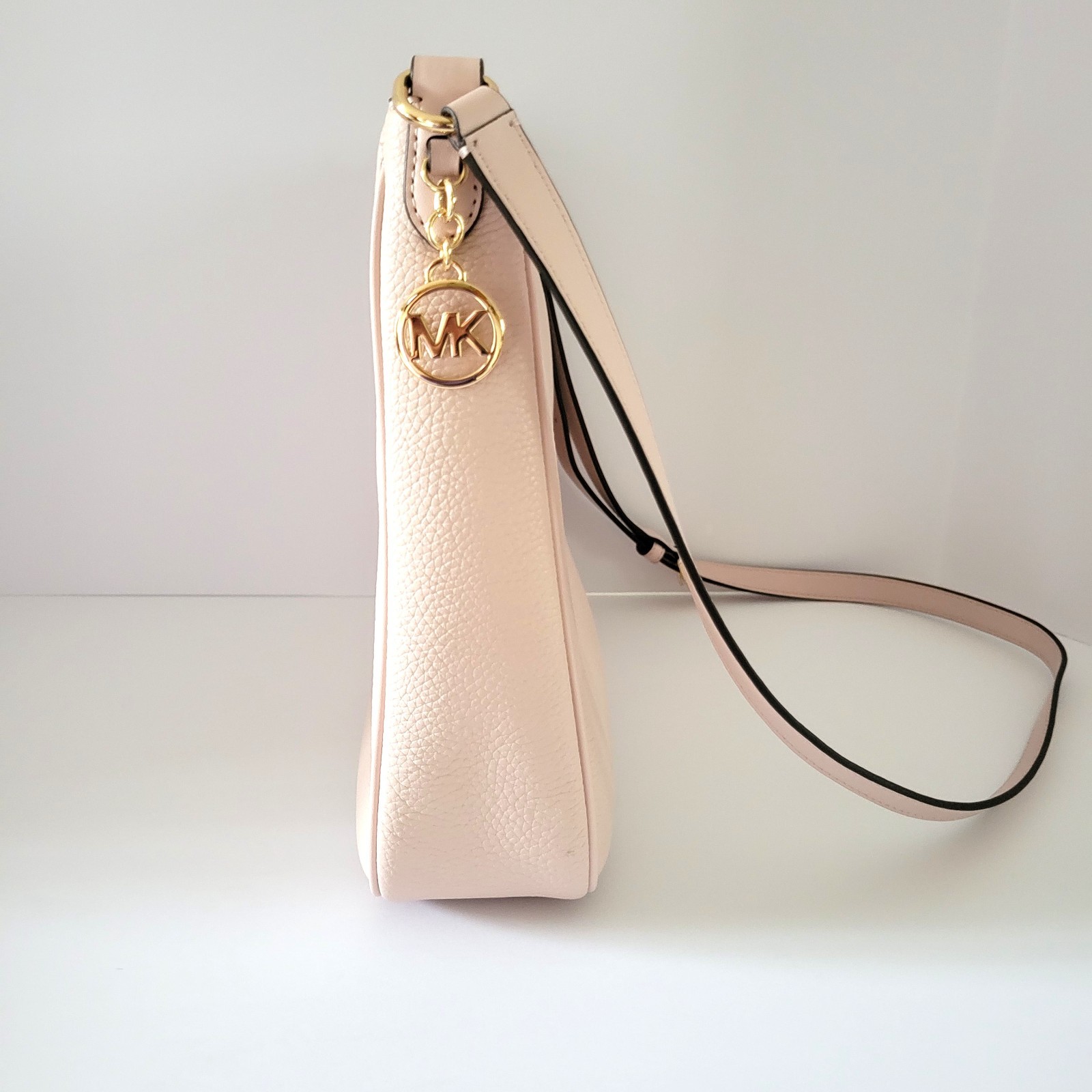 Michael Kors Nayla Medium Messenger Crossbody Handbag Powder Blush Leather