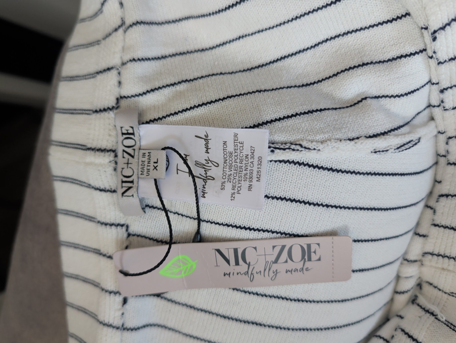 NWT NIC+ZOE Destination Stripe Wide Leg Knit Pants XL White Multi