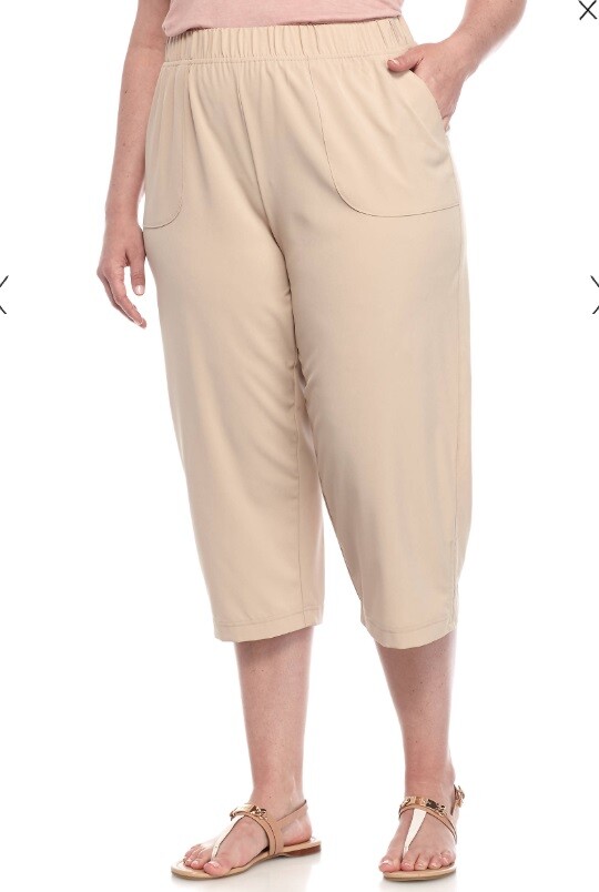 Jack David WOMENS PLUS SIZE Elastic Waist Pull On Stretch Microfiber CAPRI JEANS