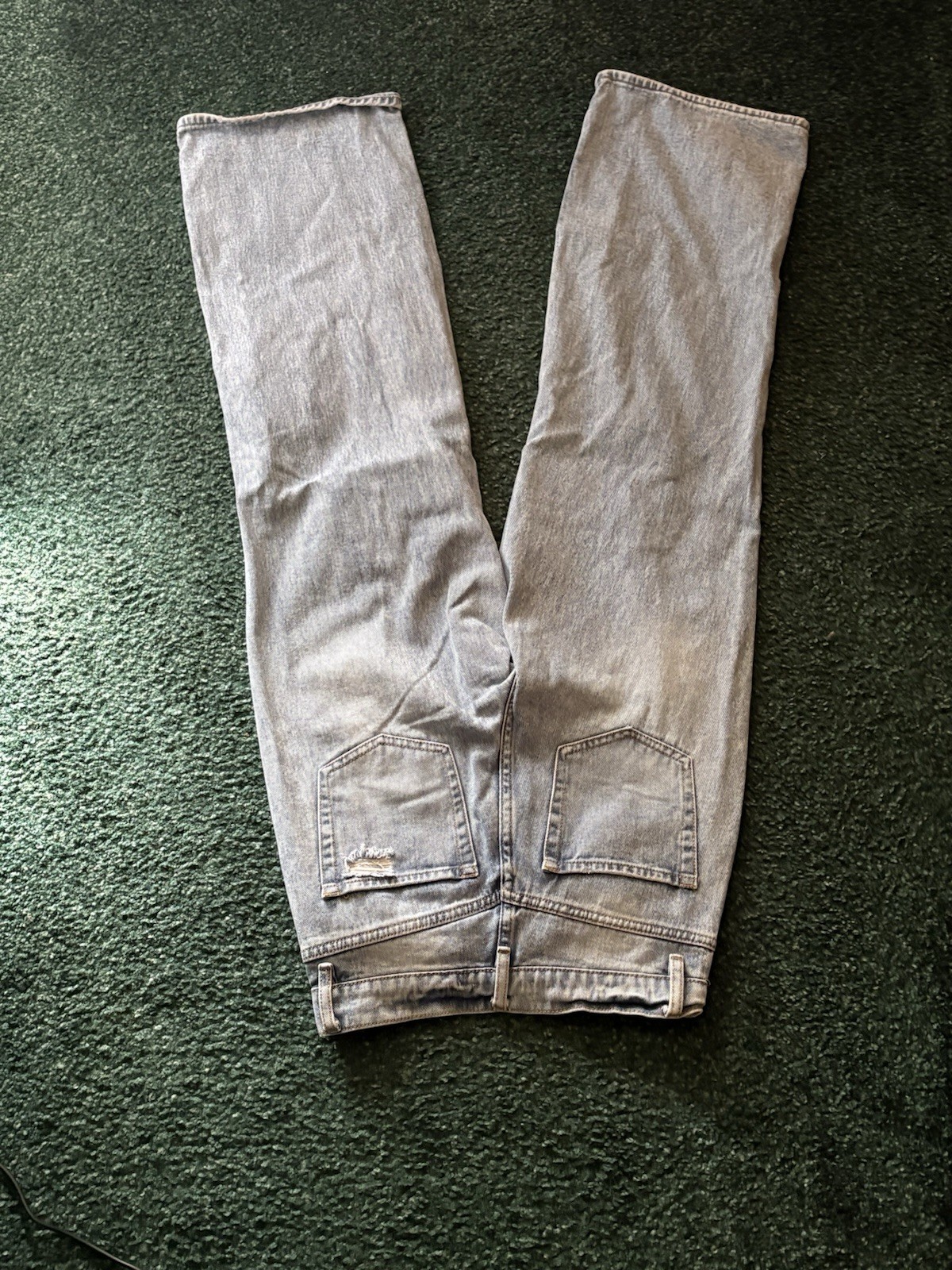 Pacsun Women’s Mid-Rise Distressed Dad Jeans, Blue Light Wash, Button Fly