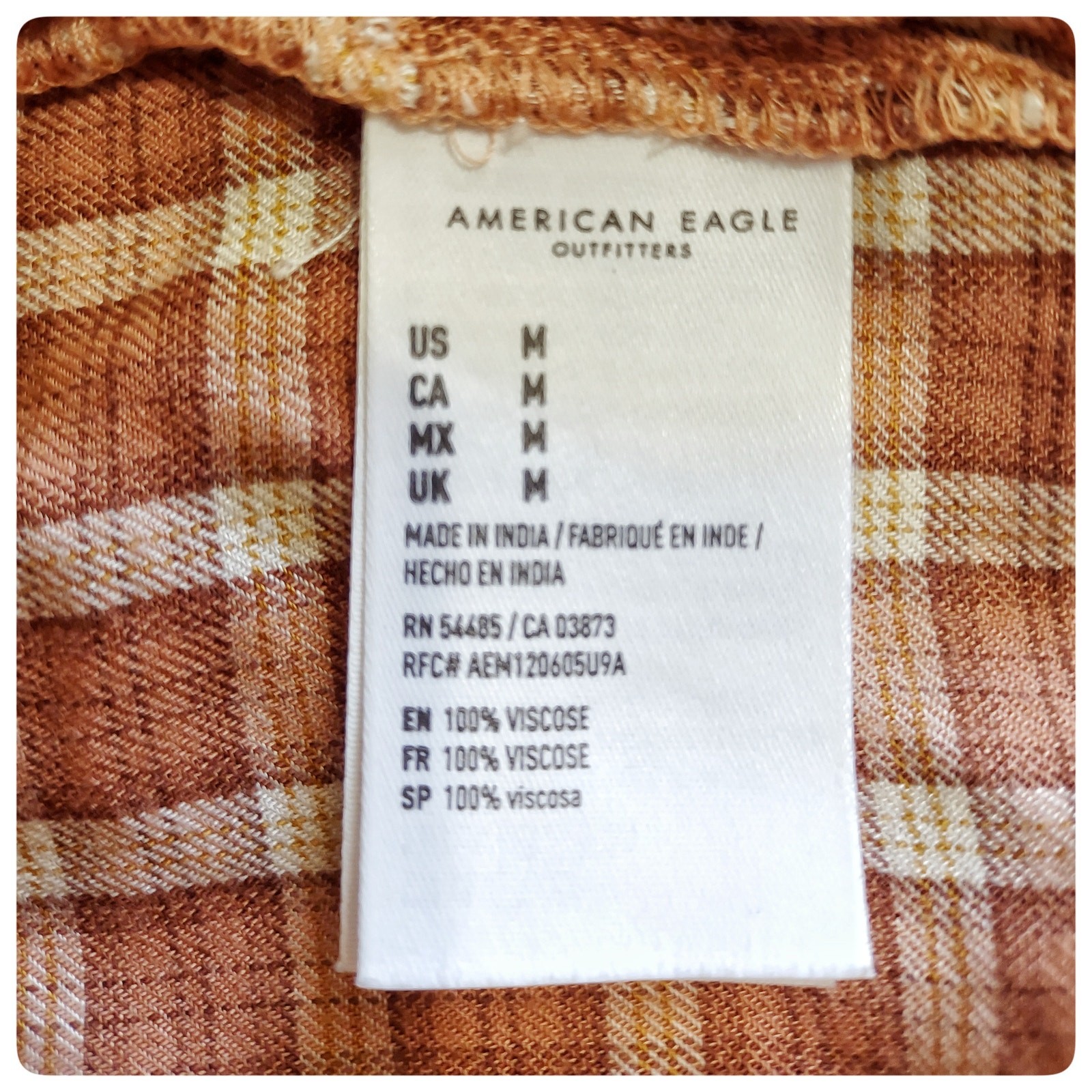 AMERICAN EAGLE Plaid Elasticized Crop Top Size M Cottage Core Country Festival