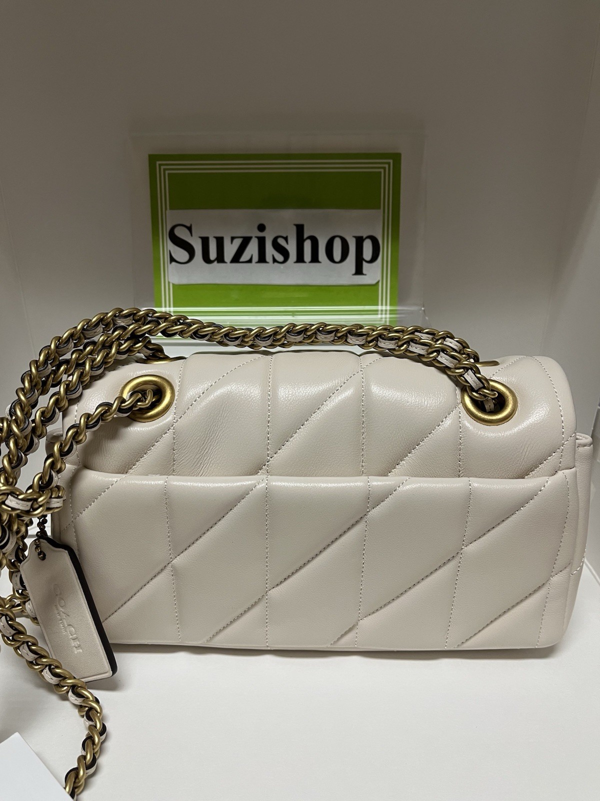 COACH Tabby Puffy Quilted Chain Shoulder Bag 20 Chalk White CP149