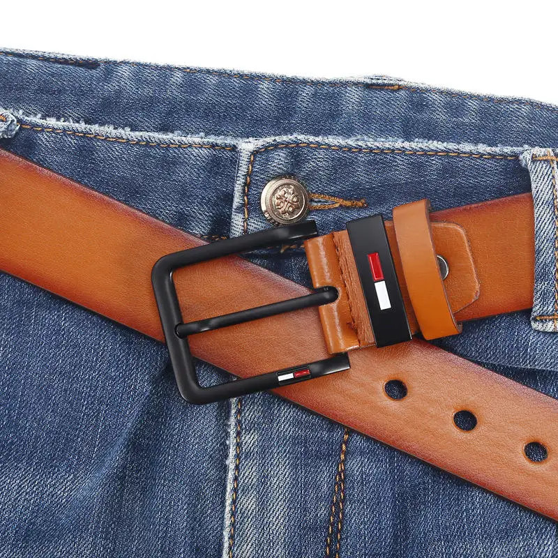 Men’s 120cm x 3.8cm PU Leather Belt Alloy Square Pin Buckle Business Casual