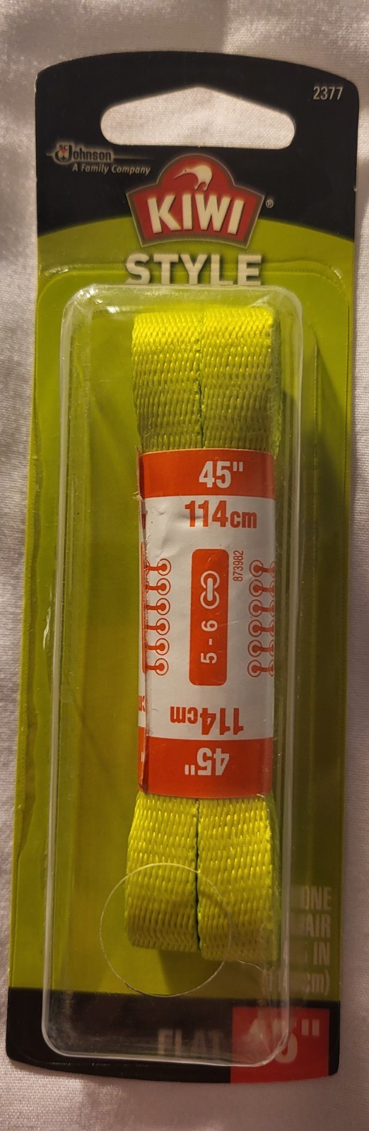 KIWI Style Shoe Laces Flat neon Yellow 2377 45 Inches – 1 Pair