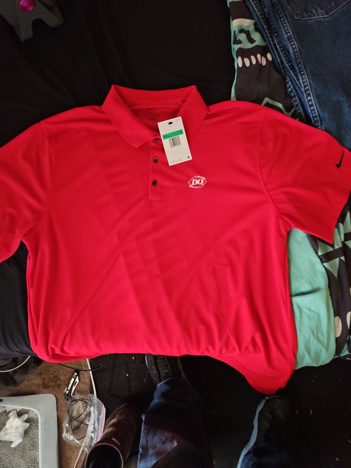 DQ Dairy Queen Uniform Employee Polo Shirt Mens XL Red Stitching Logo New Nike
