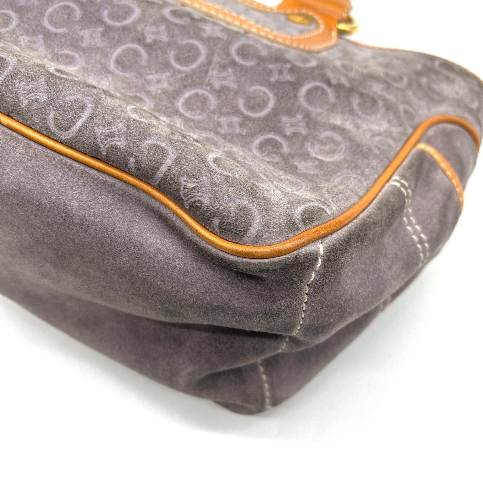 CELINE Boogie Bag C Macadam Suede Leather Gray Vintage Authentic From Japan