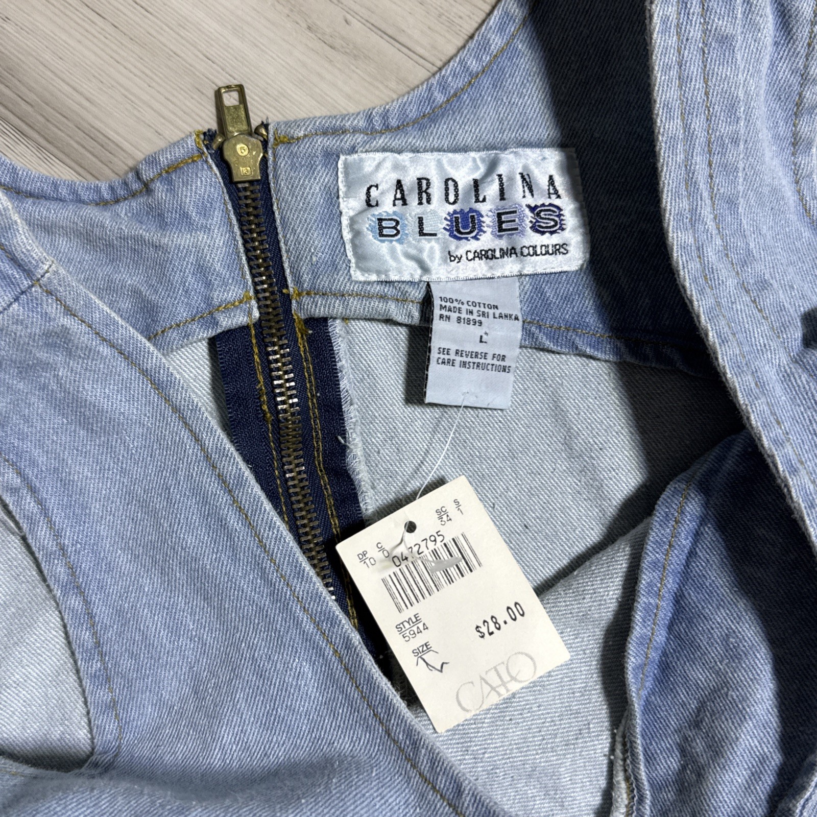 Vtg Denim Dress Maxi Buttons size L Western Rockabilly Zips Form Fitting RARE