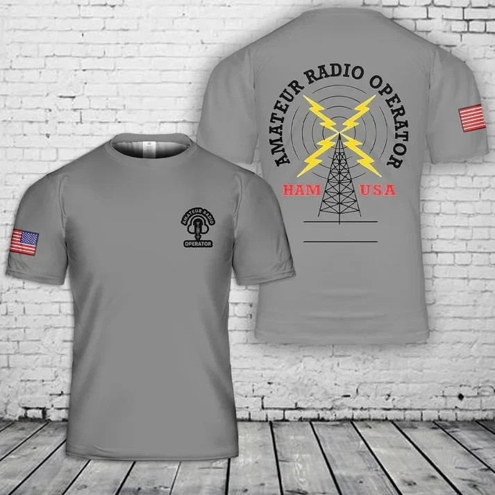 Custom Call Sign USA HAM Amateur Radio Operator T-Shirt 3D