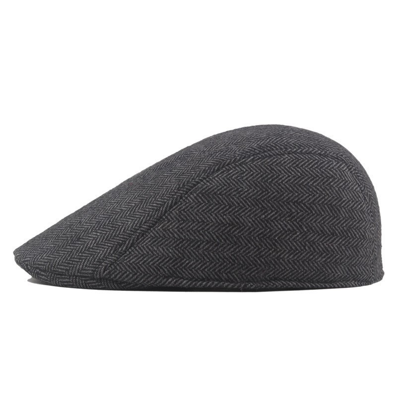 Black Men’s Herringbone Ivy Flat Cap Classic Newsboy Driving Golf Hat Newsboy