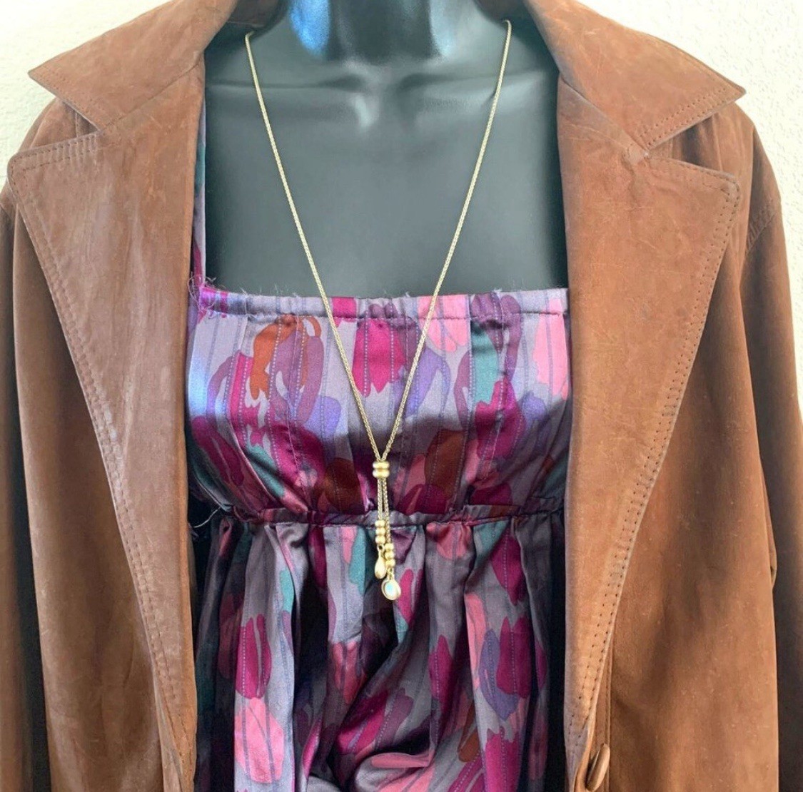 Y2K Satin Cami Babydoll Top size small American Rag CIE Grey Purple & Brown Club