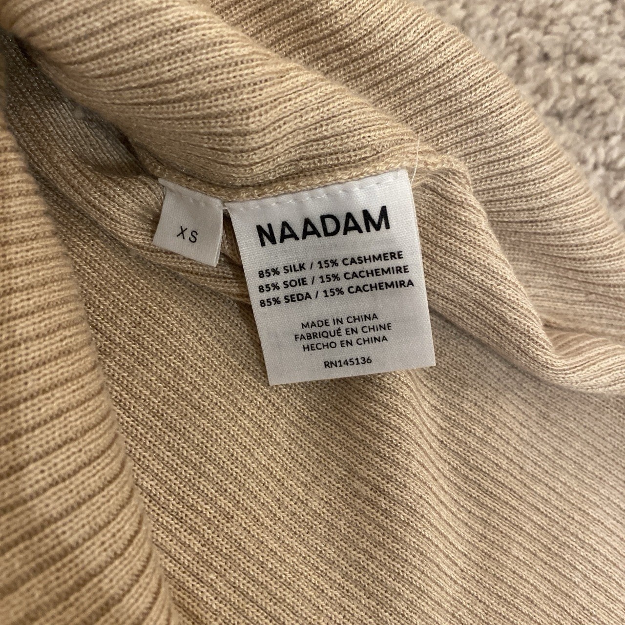 NAADAM Beige Ribbed Knit Silk Cashmere Sleeveless Scoop Neck Maxi Dress XS