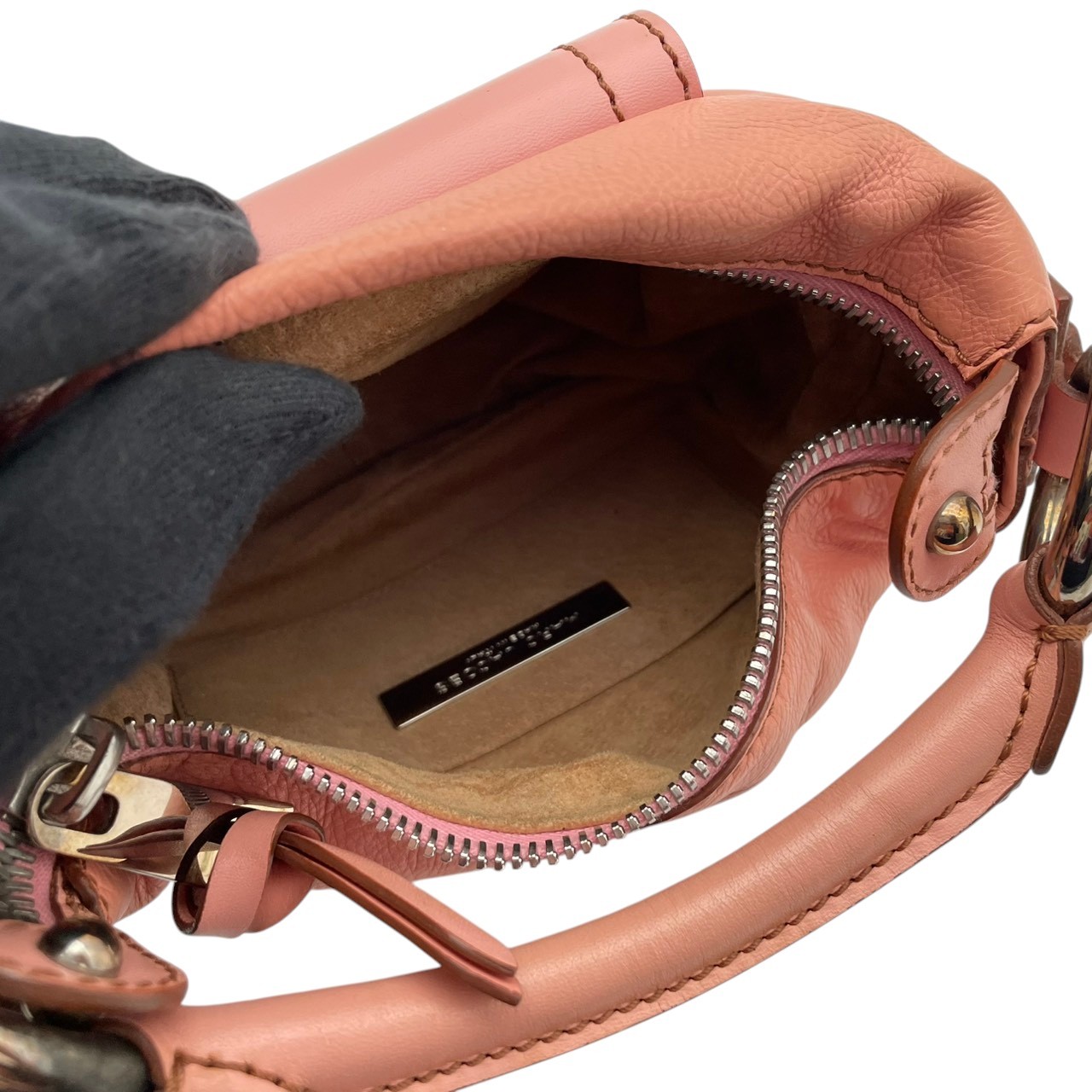 Authentic MARC JACOBS Leather Mini Handbag Pink Push Lock Compact Bag Women