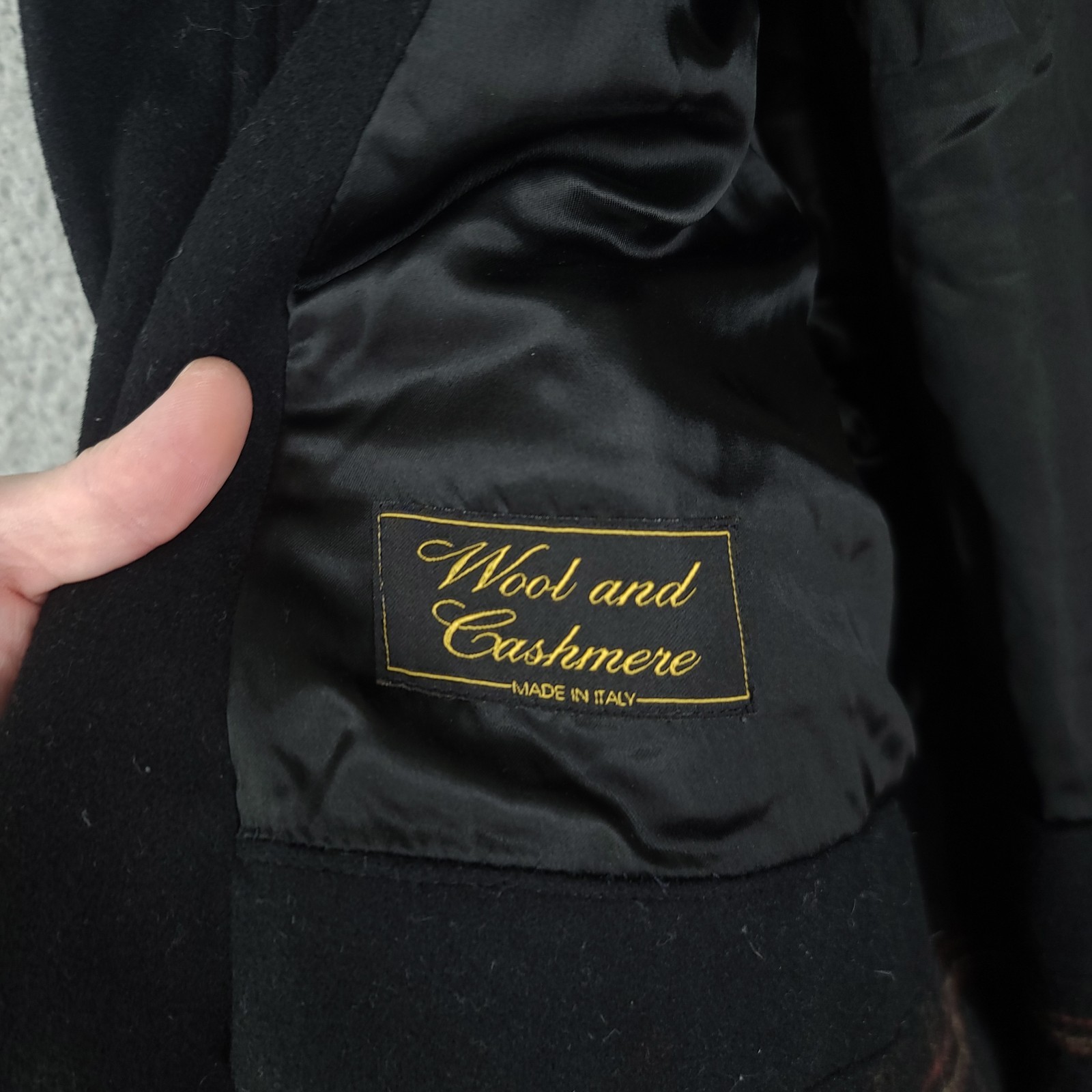 Valente Coat Mens 42 Long 75% Wool Cashmere Made In Italy Black Full Zip