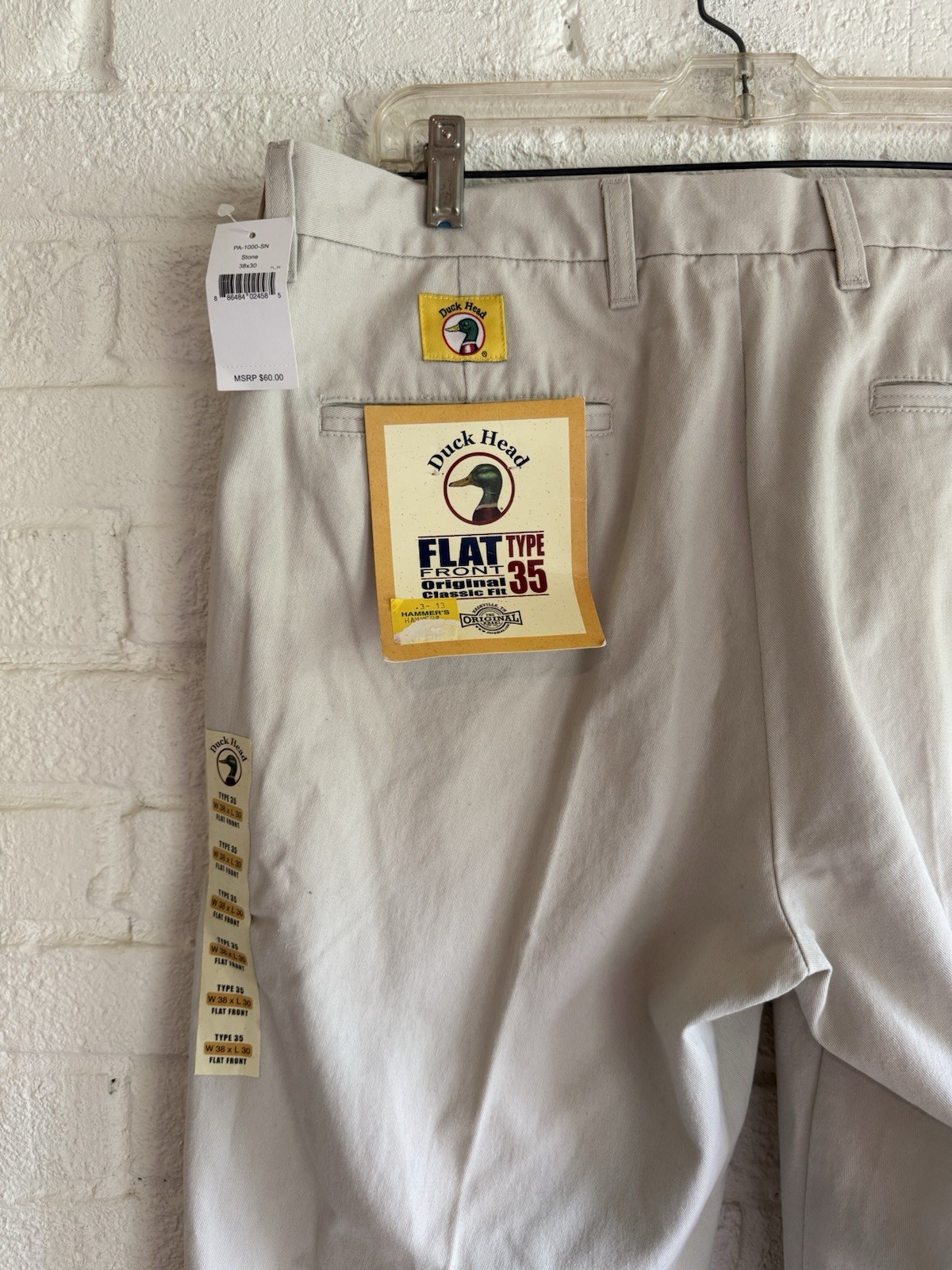 NWT Duck Head Flat Front Type 35 Original Fit Classic Khaki Pants 38×30