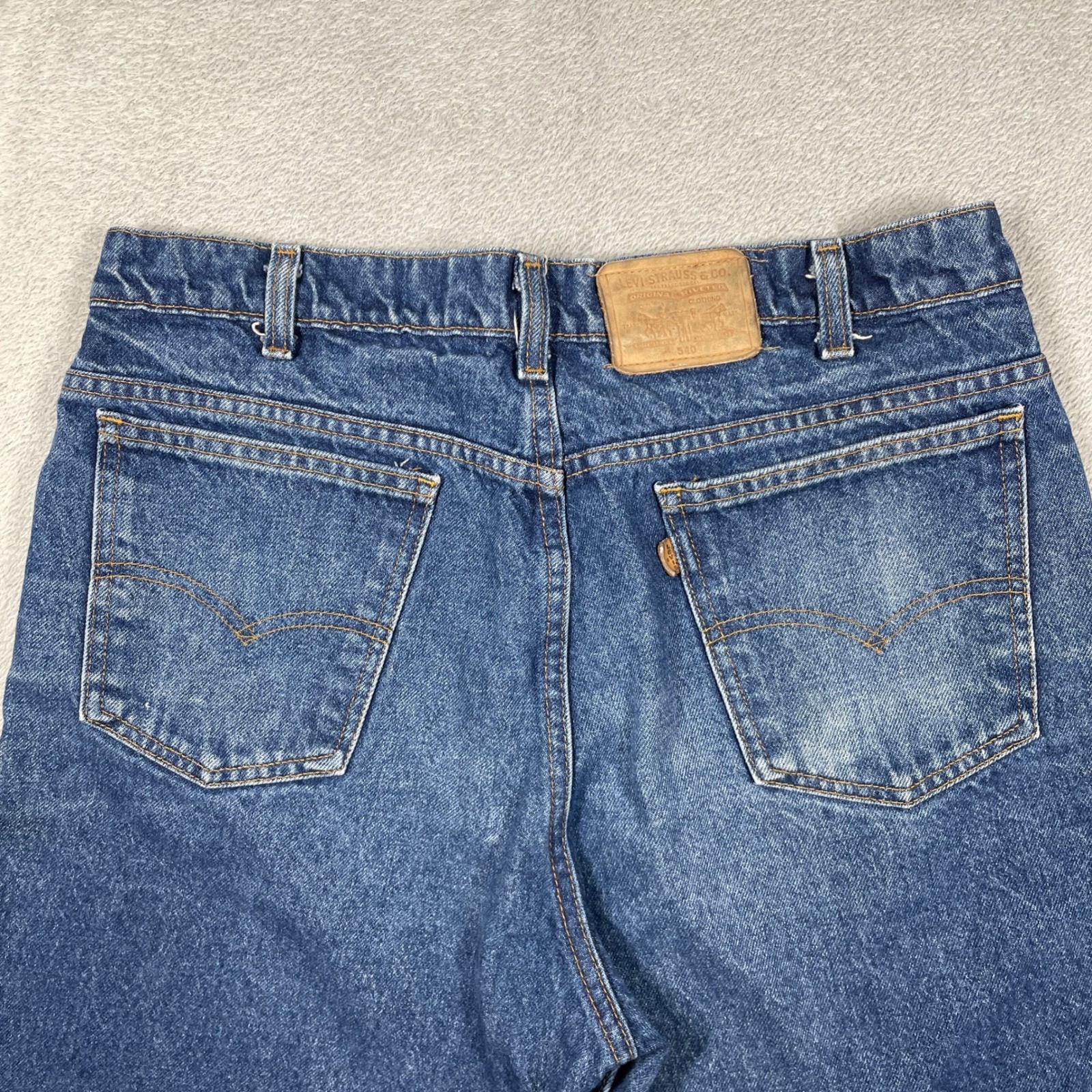 Vintage 80s Levi’s 540 Jeans Mens 36×29 Blue Made in USA Brown Leather Tab Tag