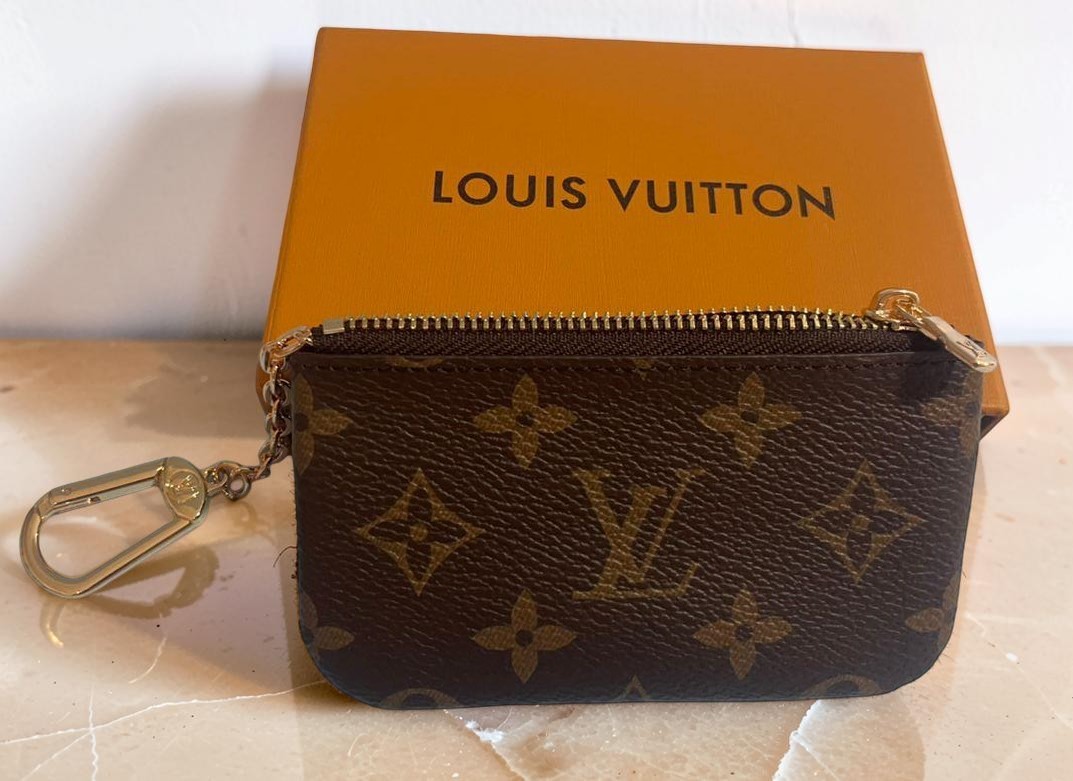 Authentic Louis Vuitton Monogram Key Pouch Pochette Cles Coin Purse W/Box & Bag