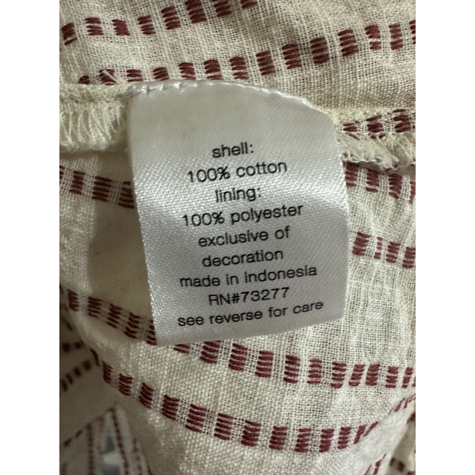 Elizabeth and James Red Ivory Pintuck Striped Cotton Gauze Boho Blouse Sz M