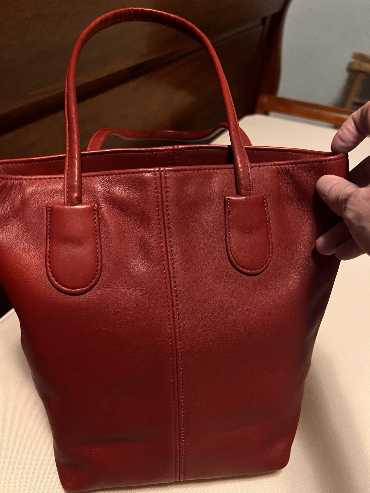 Vintage Coach Lunch Tote Glovetanned Leather Bag Red 4068