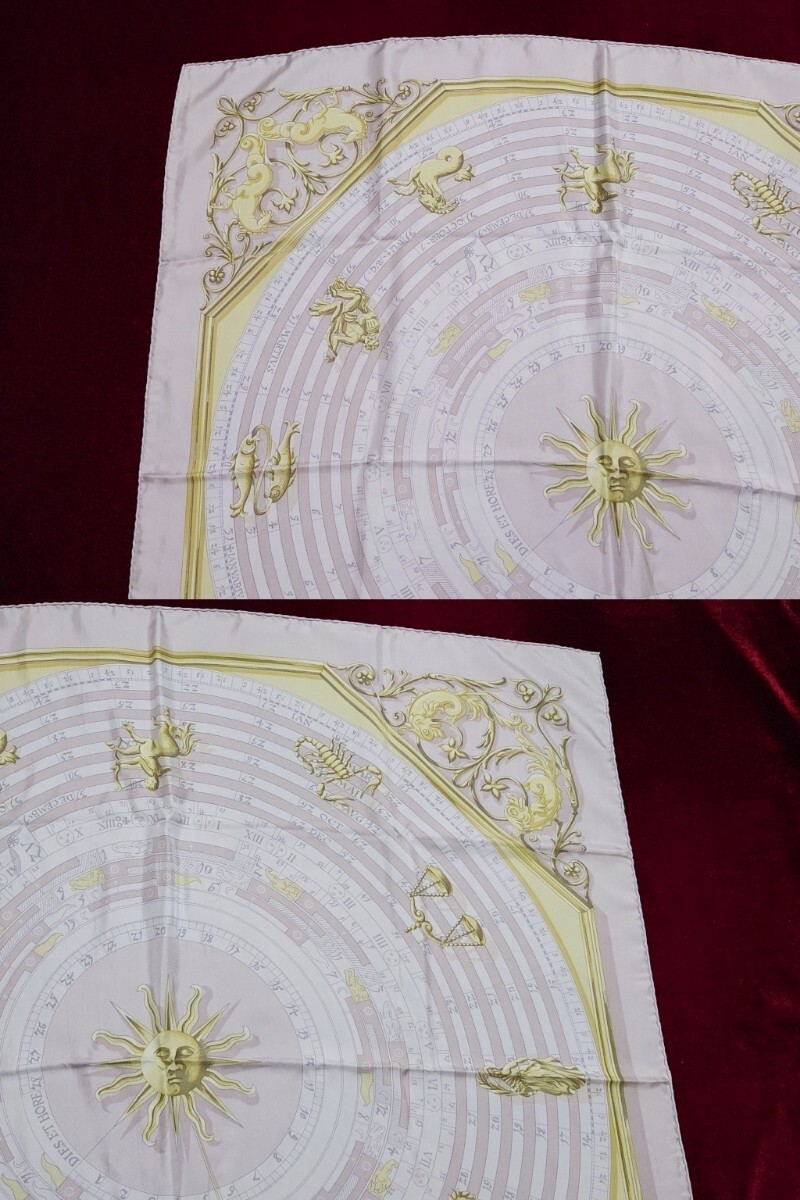 HERMES Carr 90 Dip Dye Scarf Astrologie Gray Astrology Dies et Hore Astronomy C
