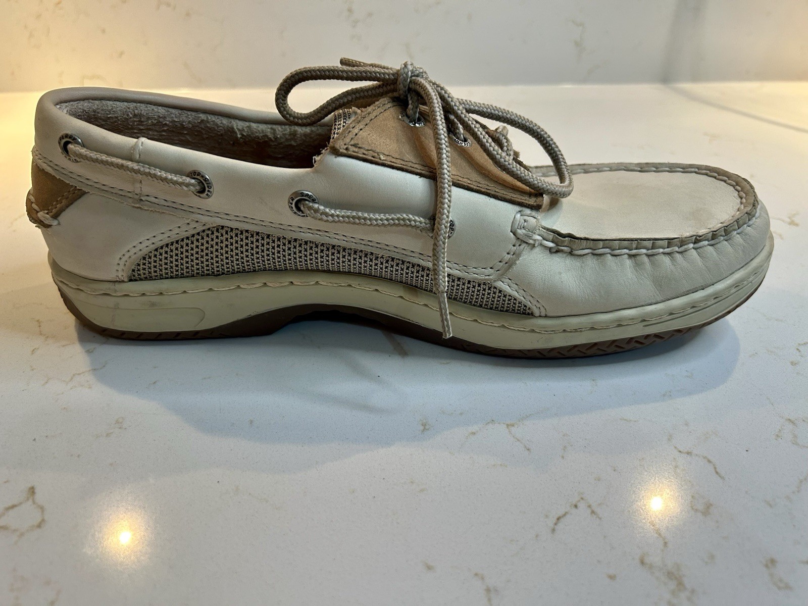 Men’s Sperrys Boat Shoe Size Authentic Original 10M L-6 CH133 Ivory And Tan