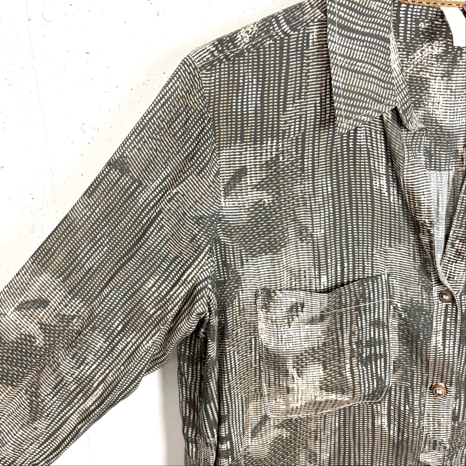 Anthropologie Pilcro Button Down Geometric Stripe Viscose Hand Wash Size Small