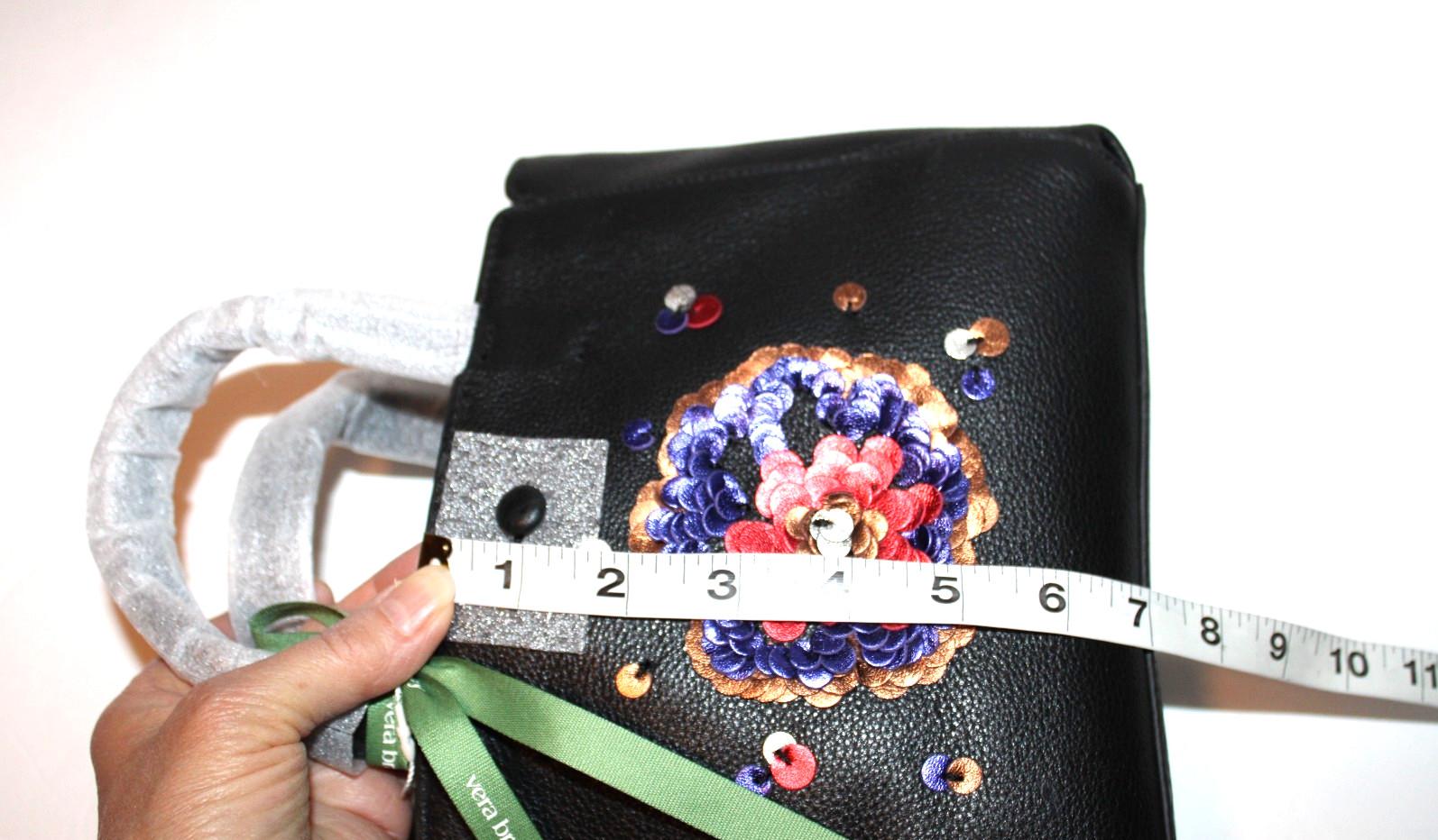 Vera Bradley Mini Hathaway Black Bossanova Bold Sequin Leather Tote, Dustbag NWT
