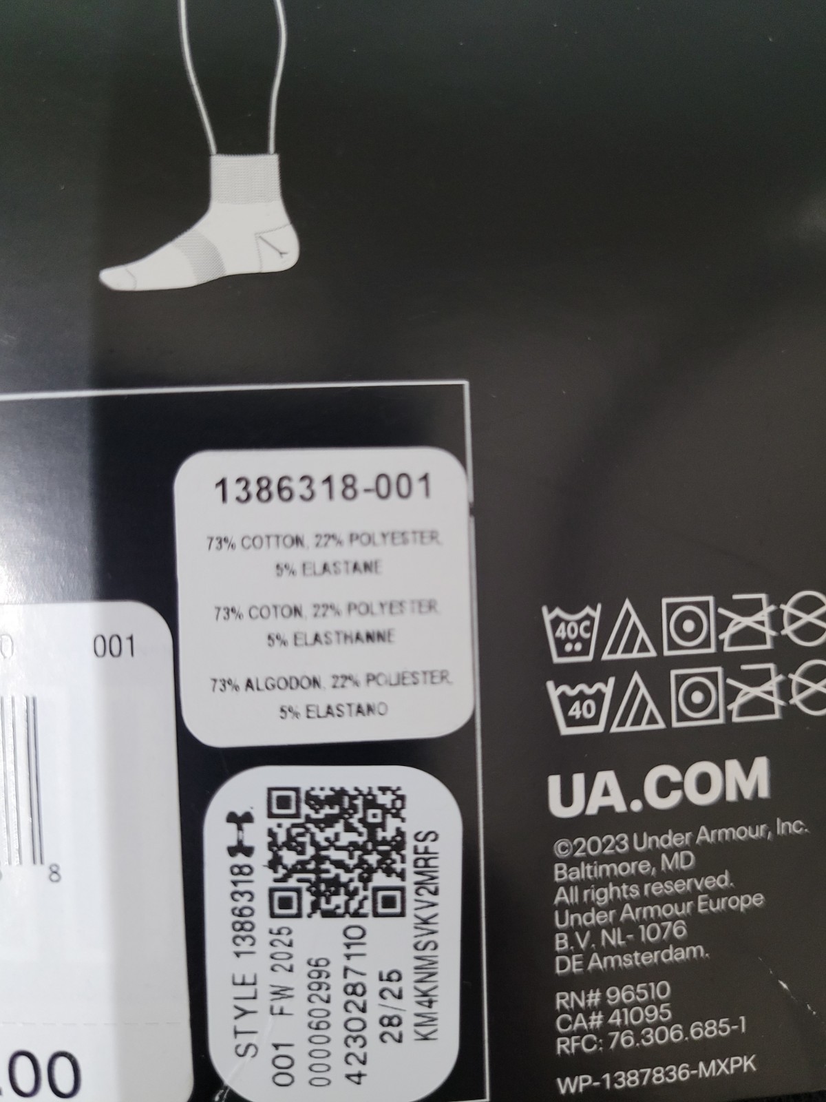Under Armour Training Cotton Quarter Socks 6 Pair Black Arch Support Lock In Fit