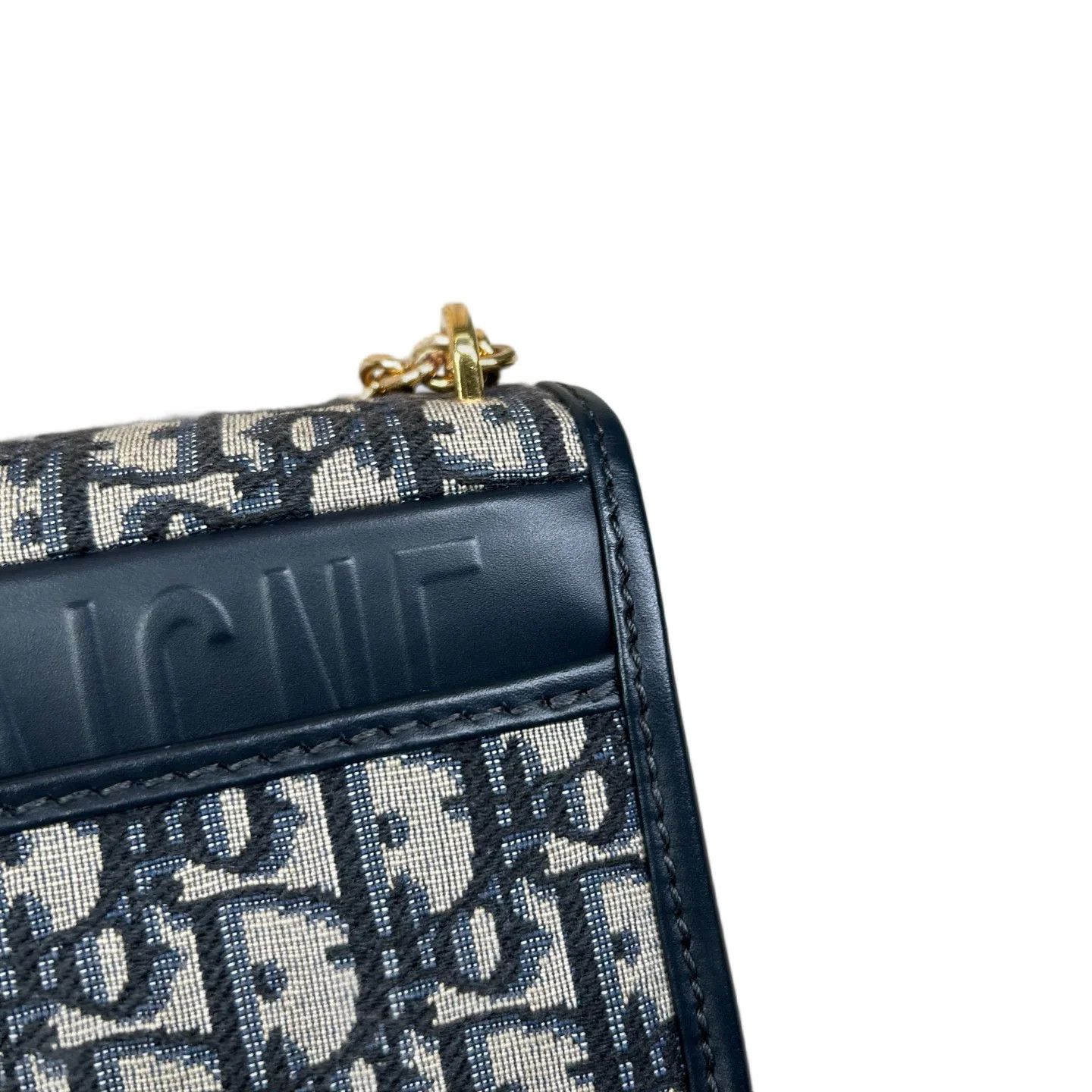 Dior 30 Montaigne Chain Flap Bag Small Black Beige Navy Oblique (dh072426c2r)