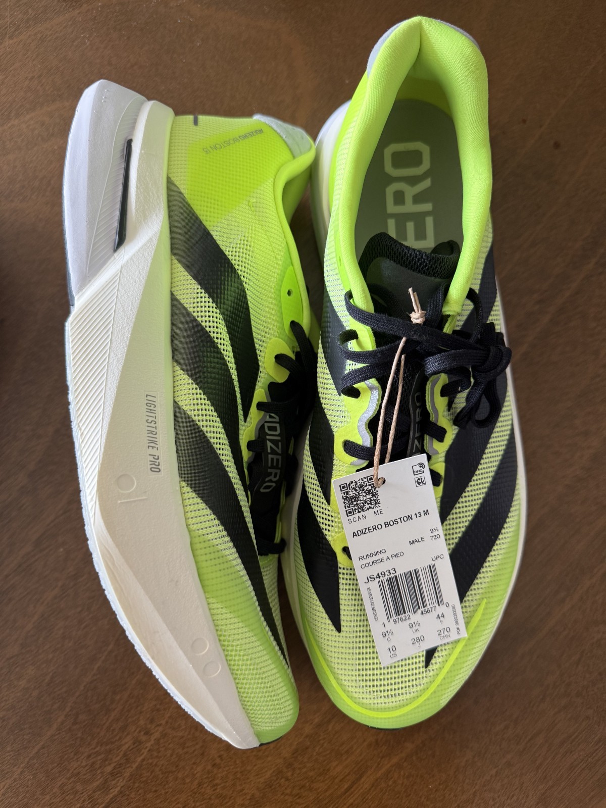 New with tags (NWT) – Men’s Size 10 – adidas Adizero Boston 13 Lucid Lemon Black