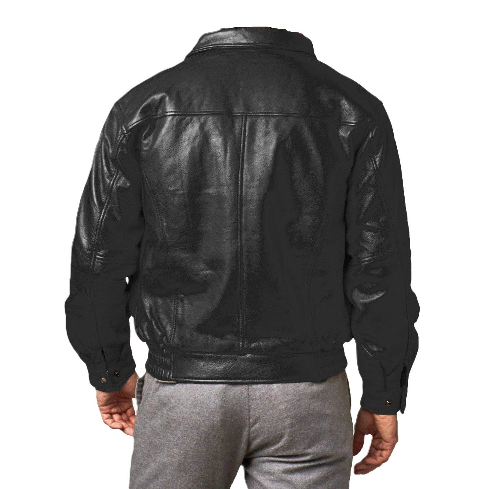 Men’s Black Leather Bomber Jacket Real Lambskin Flight Inspired Classic Coat