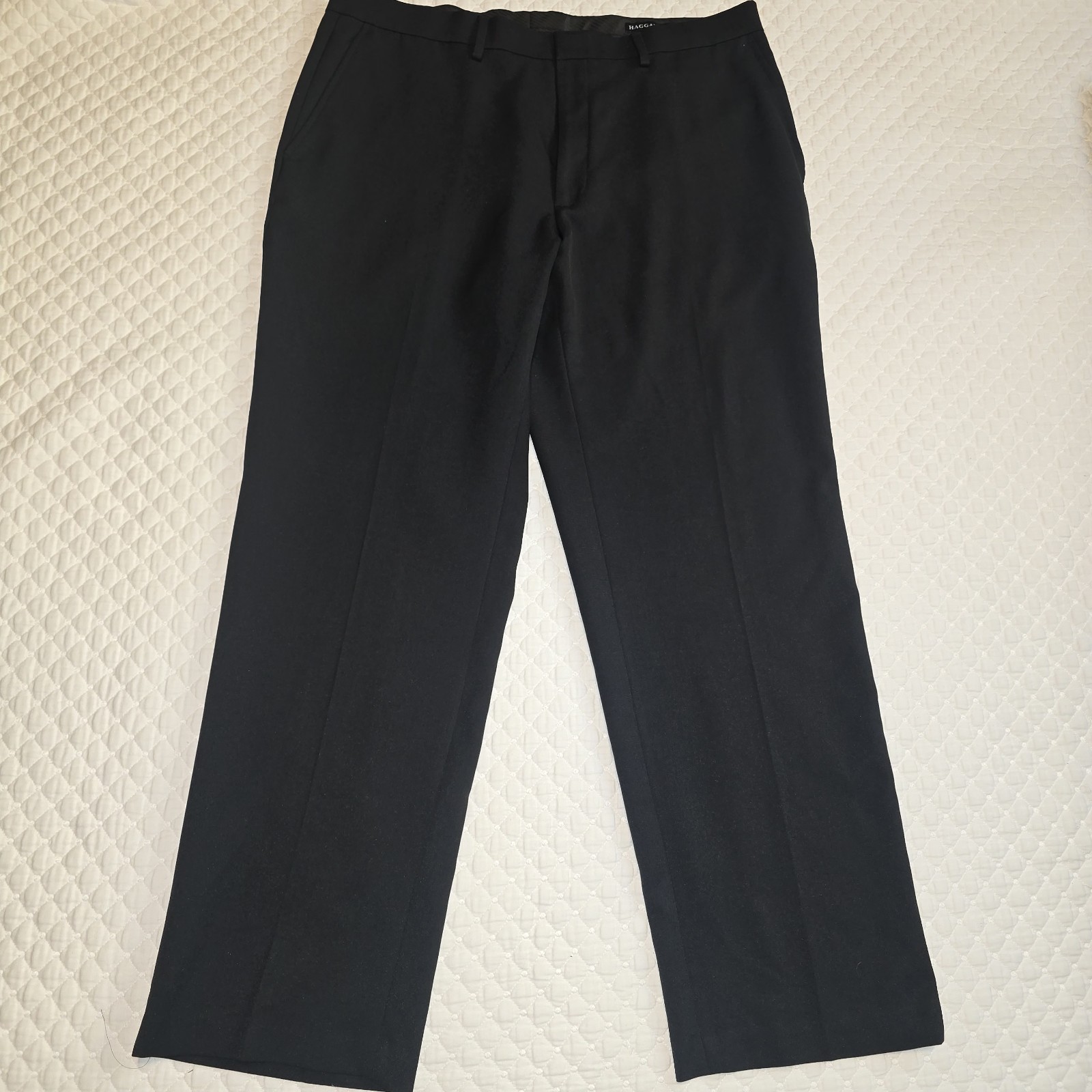 Haggar Mens Tailored Fit Travel Performance Suit Pants Black 38×30 WPL386