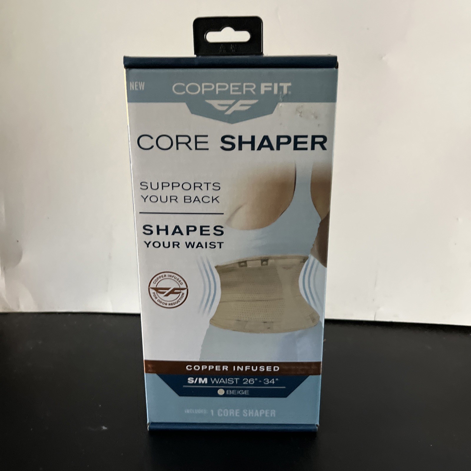 NEW – COPPER FIT Core Waist Belt Trainer Shaper Women Beige S/M Waist 26″-34″