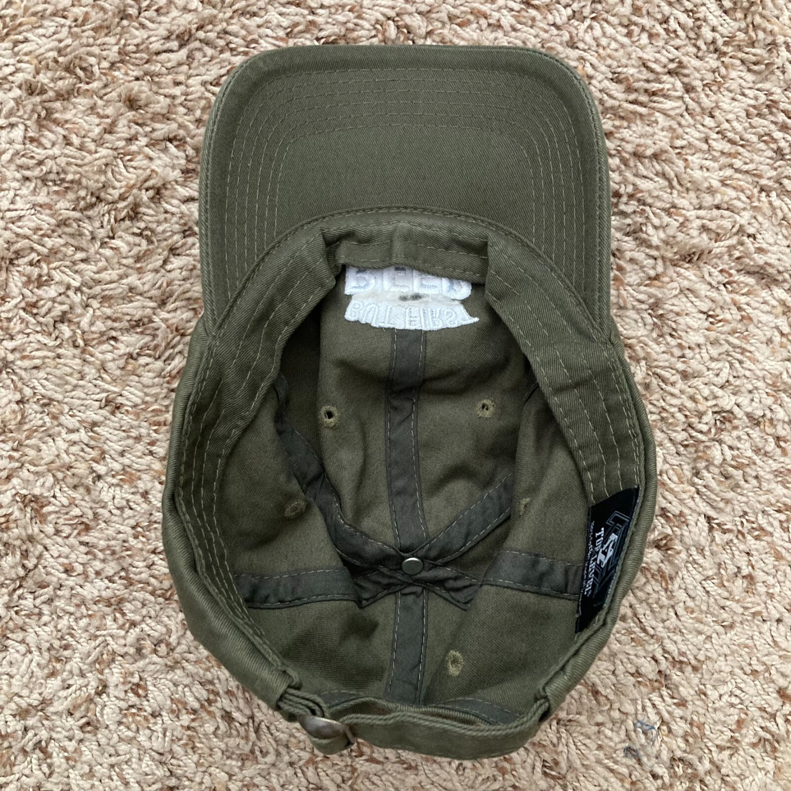 Top Level Dad Hat Unisex OS Olive Adjustable Baseball Hat 6-Panel Soft Top Beer
