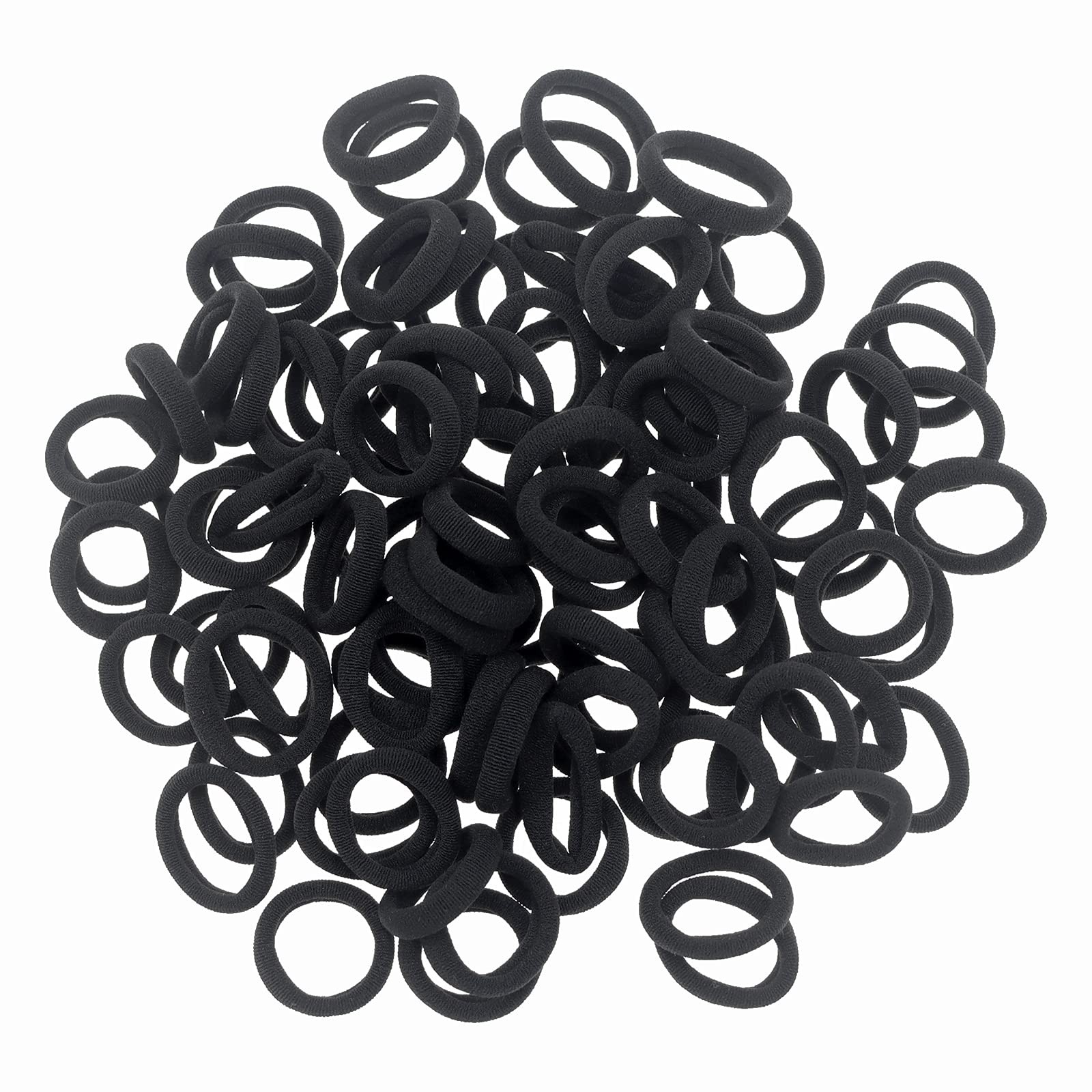 200 PCS Black Color Nylon Small Hair Ties Seamless Colorful Ponytail Holder US