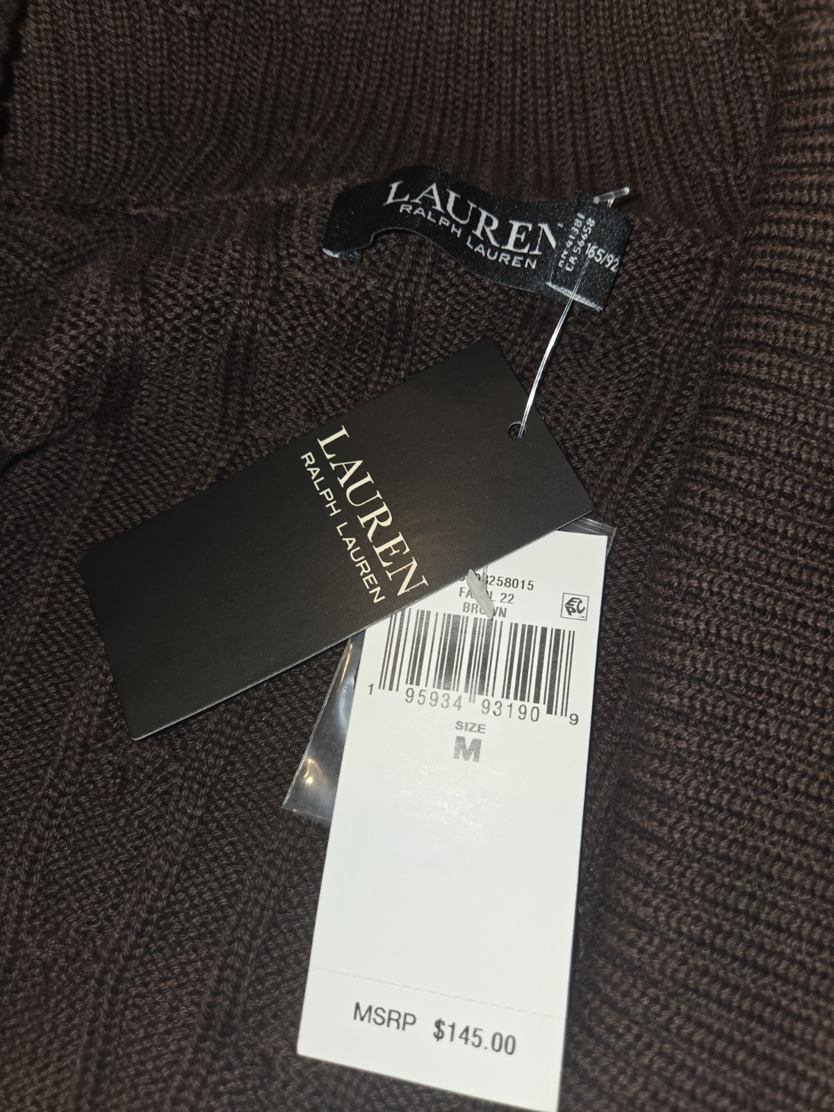 Ralph Lauren black label Cable Knit Buckle Cardigan Sweater Brown Women’s M NWT