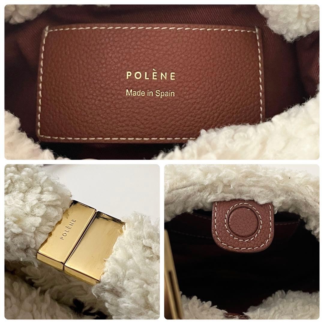 POLENE Berry Boucle Ecru Shoulder Bag Boa Leather from Japan