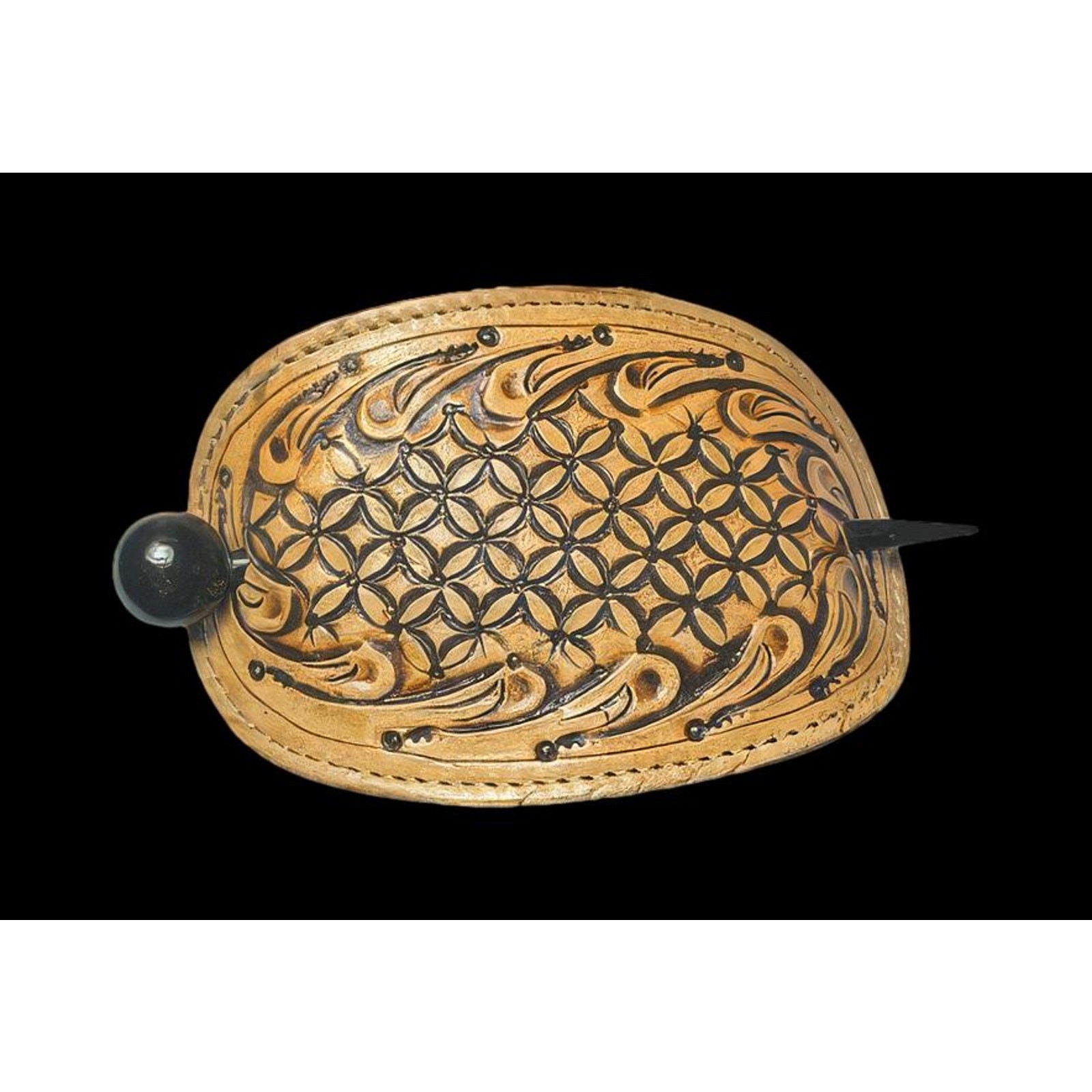 Handcrafted Leather Hair Barrette 5″ x 3″ Oval
